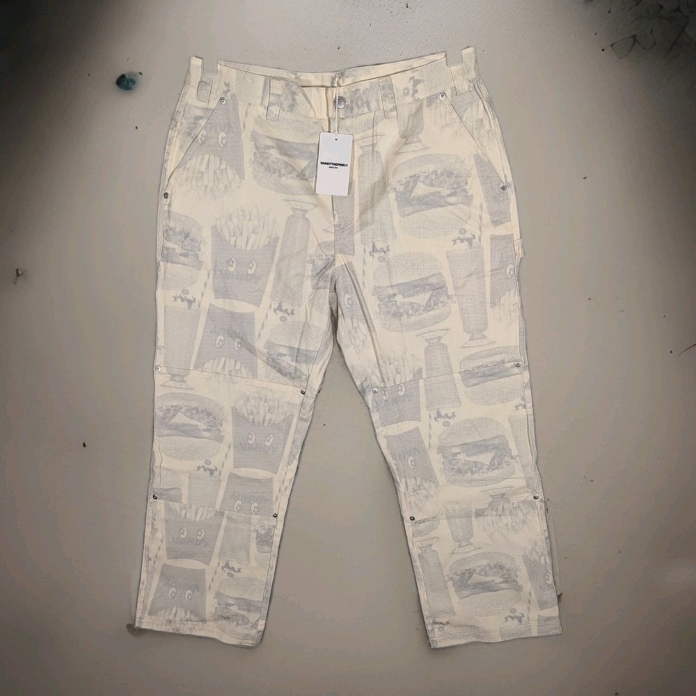 Vandy The Pink Baggy Double Knee Jeans Adult 34x28 Canvas "Fast Food" Print NEW